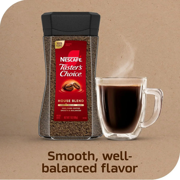 NESCAFÉ  Instant Coffee, Light Medium Roast Coffee, House Blend, 2 Jars (7 Oz Each) | Light-Medium Roast House Blend Instant Coffee; 2 Jars, 7 Oz Each4