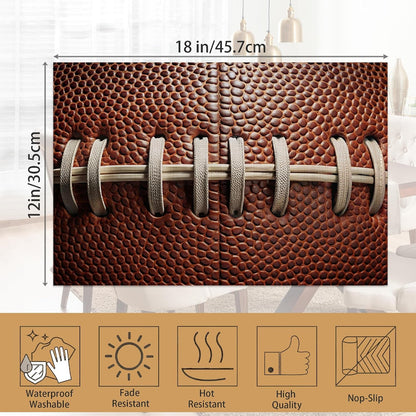 Football Texture Placemats Set of 6,Laces Stripes Placemats Washable Kitchen Dining Linen Table Mats Stain Heat-Resistant for Home Party Indoor 12X18 Inch6