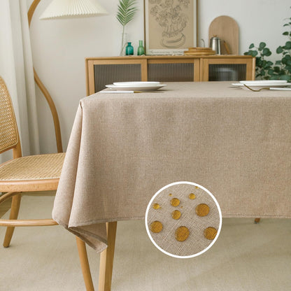 Burlap Linen Tablecloth 6Ft, Tan Table Cloth Rectangular1