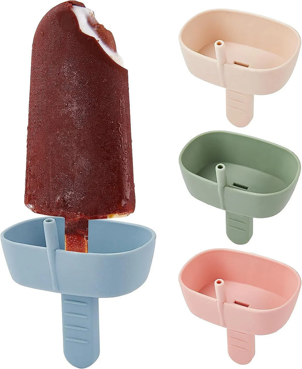 4Pack Drip-Free Silicone Popsicle Holders,  Popsicle Holder with Straw | with 2 Slots Fit Standard & Wide Sized Sticks Drip Free Popsicle Stick Holder Popsicle Drip Catcher1