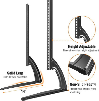 Universal Table Top TV Stand for Most 27-55 Inch Flat/Curved Tvs | TV Base Height Adjustable Legs Stand, Replacement TV Feet Holds up to 88Lbs, Max VESA 800X400Mm4