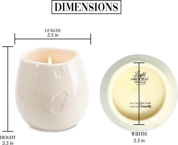 Pavilion 'In Memory, a Bit of Heaven' 19177 - White Ceramic Candle with Soy Wax in a Delicate Floral Scent, Thoughtful Sympathy, Remembrance, and Condolence Gift - 8 Ounces5