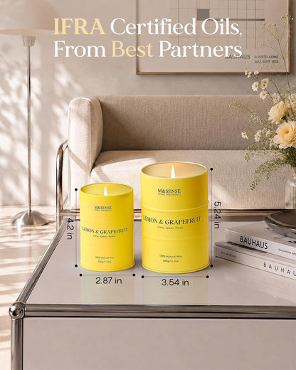 Fall Lemon Soy Candles,Fresh Citrus Grapefruit Peel Scented 11.3Oz6