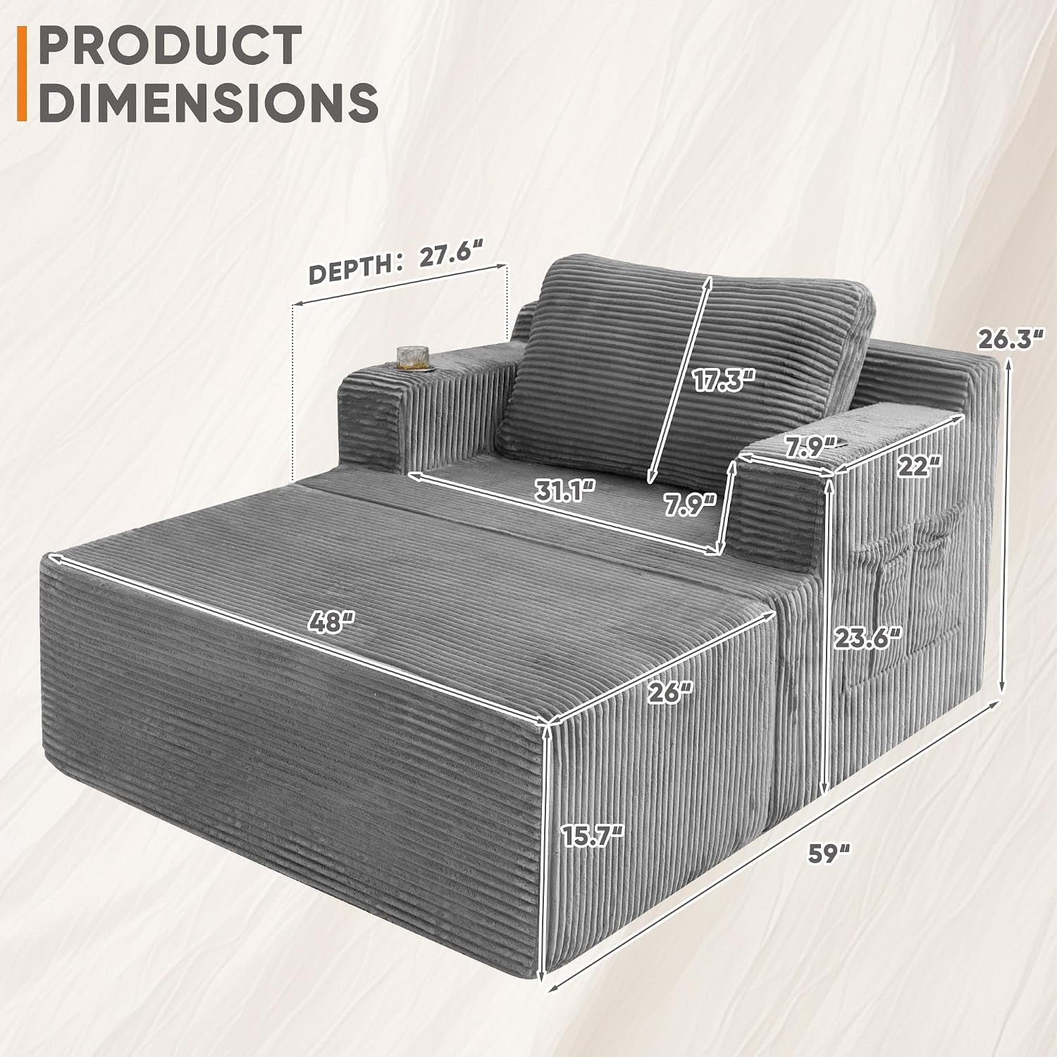 oversized-chaise-lounge-chair-cloud-couch-with-fluffy-upholstered-deep-seat-sleeper-sofa-bed-with-two-cup-holders-comfy-boneless-couch-no-assembly-required-for-living-room-apartment-grey
