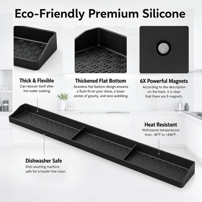 30" Magnetic Stove Top Shelf, Silicone over the Stove Spice Rack Organizer | Heat Resistant Silicone, Anti-Rattle No-Scratch Range Shelf, 3 Functional Partitions Kitchen Storage for Spices7
