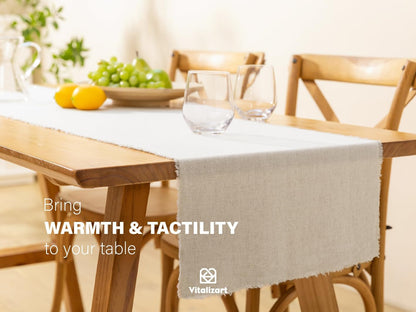 Beige Table Runner 14 X 72 Inches Long Slub Texture Cotton Linen Table Runner for Rustic Home Decorations Dining Room Wedding Decor Reception Bridal Shower Thanksgiving Christmas3