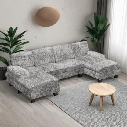 U-Shaped Convertible Sectional Sofa Couch,Fabric, Grey5