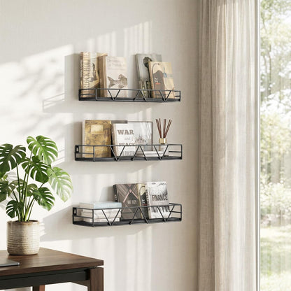 Floating Shelves for Wall Set of 3, Shelf for Home Storage Decor | Wall Mounted Hanging Shelves for Living Room, Bedroom, Bathroom, Kitchen - Black6