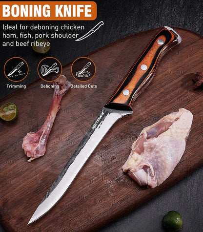 4PCS Hand Forged Butcher Knife Set, Kitchen Knives Gift for Men Women5