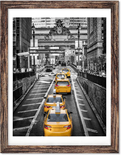 12X16 Wood Frame(Rustic Brown, 1 Pack) 11X14 Picture with Mat or 12 X 16 Photo without Mats with Mat for Gallery Wall, Family, Baby, Dog, Dorm, Christmas1