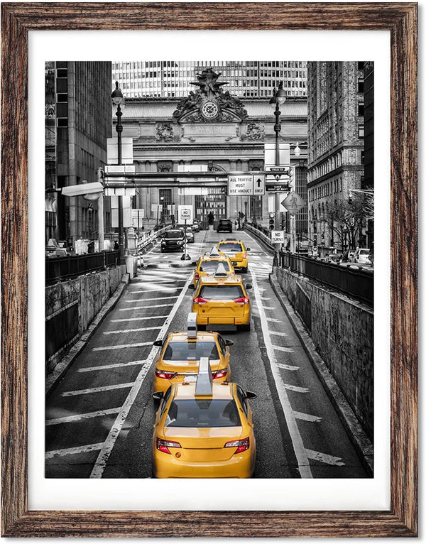 12X16 Wood Frame(Rustic Brown, 1 Pack) 11X14 Picture with Mat or 12 X 16 Photo without Mats with Mat for Gallery Wall, Family, Baby, Dog, Dorm, Christmas1