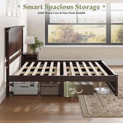 Solid Wood Queen Storage Bed Frame with 50" Headboard, Espresso7