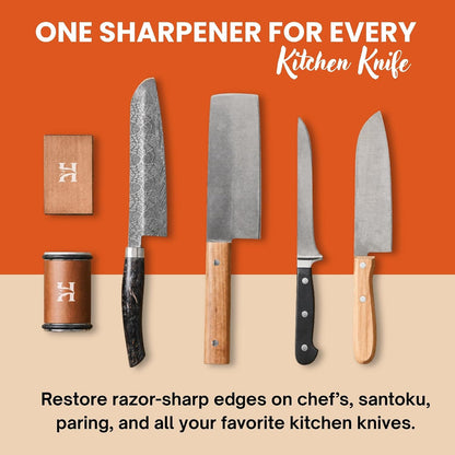 Rolling Knife Sharpener Kit with Leather Strop, Magnetic Knife Holder & Protective Stand, 15° & 20° Angle Knife Sharpener with Diamond & Ceramic Discs for Chef, Santoku & Paring Knives8