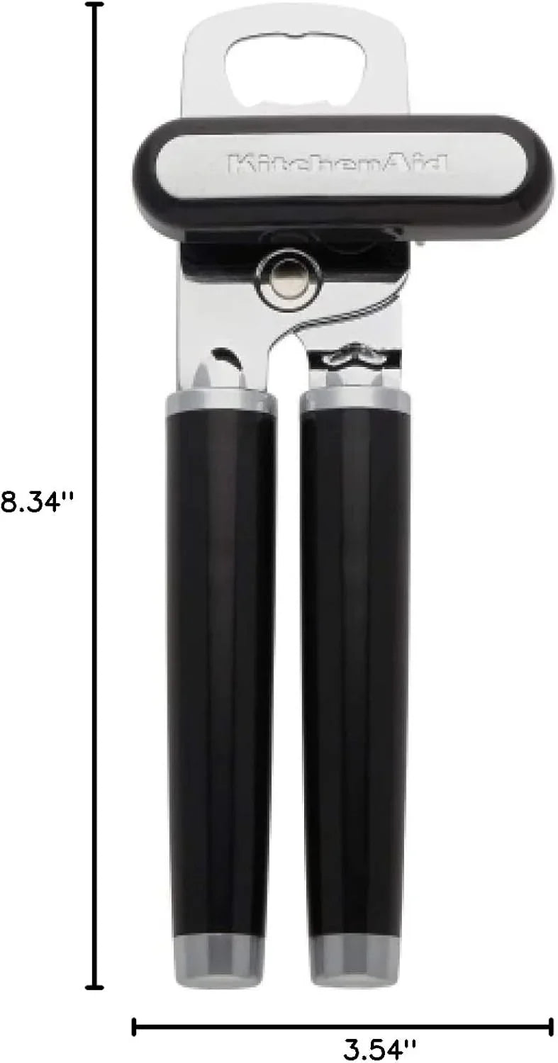KitchenAid classic can and bottle opener with stainless steel cutting wheel and black soft grip handles