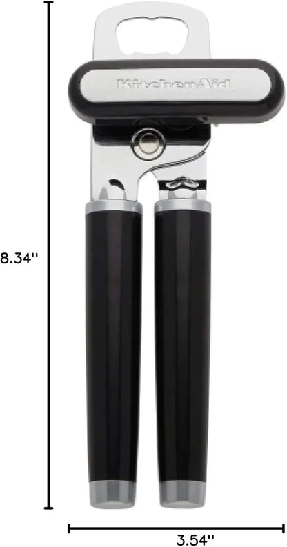 KitchenAid classic can and bottle opener with stainless steel cutting wheel and black soft grip handles