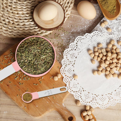 Pink Measuring Cups and Spoons Set (10 Piece, Stainless Steel)