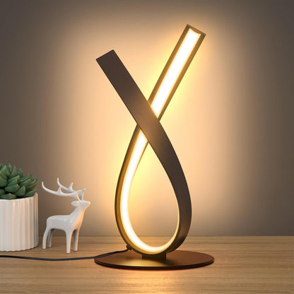 Black Spiral LED Table Lamp, Stepless Dimmable Bedside Lamp1