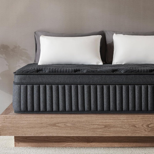 Queen Mattress 14 Inch, Medium Firm Hybrid Mattress in a Box with Memory Foam & Pocket Coils, Cooling Breathable Cover, Low Motion Transfer, Reinforced Edge Support, Dark Gray1
