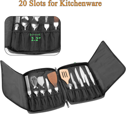 Knife Storage Bag with Lockhole & 20+ Slots, up to 17.5 In, Bag Only4