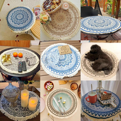 20 Inch round Placemat with Tassels Table Mat Mandala Dinning Table Mat5