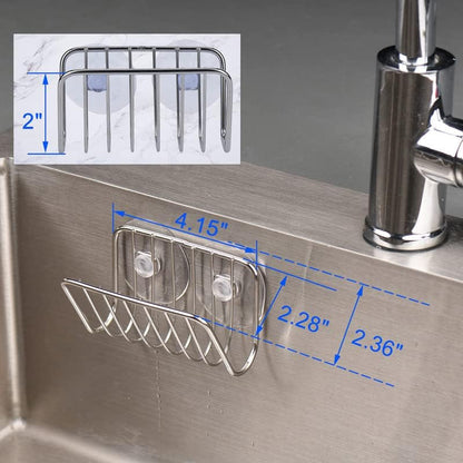 Sponge Holder for Kitchen Sink, Stainless Steel Suction Cup Sponge Caddy - Silver3