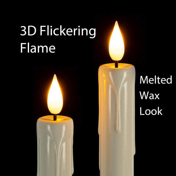6 Pcs Flameless Taper Candles with Remote, Timer, Dimmer, Ivory Battery Operated Candlesticks with Flickering Light, Plastic Led Window Candles, 9.6 Inches for Halloween Christmas Decoration2