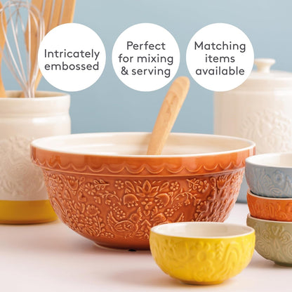 Home to Roost Mixing Bowl | 24Cm Earthenware Bowl with Embossed Hen & Cockerel Design | Classic Bakeware for Dough, Pastry & Cake Mixing | Dishwasher & Freezer Safe4