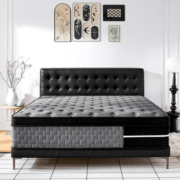 Queen Size Mattress 12 Inch, Hybrid Mattress in a Box, Individually Pocket Springs, Medium Firm Feel for Pressure Relief, Breathable Comfort, Certipur-Us Certified1