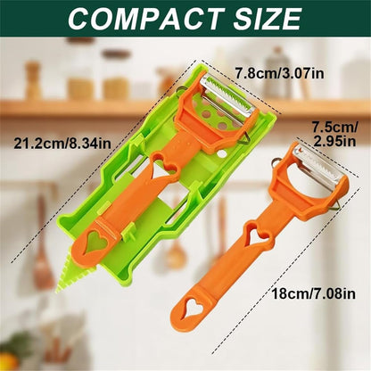 Pelador Multifuncional 2-En-1, Multi Cutter and Julienne Set with Grating Plate, Multifunctional Kitchenware Set, for Fruits and Vegetables (3Pcs)4