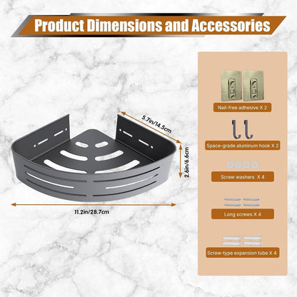 Matte Gray Corner Shower Shelf, 1-Pack Aluminum Bathroom Caddy2