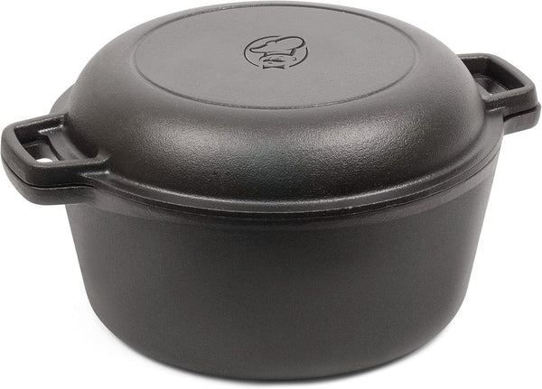 2-In-1 5-Qt. Dutch Oven, 10.25-Inch Skillet Lid, CHFL508 | Pre-Seasoned Cast Iron, Works on All Cooktops Including Induction, Outdoor Cookware for Campfires or Grills1