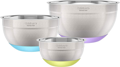3-Piece Stainless Steel Mixing Bowls with Nonslip Base, 1.5Qt, 3Qt & 5Qt3