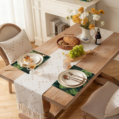 Linen Placemats Set of 6, Tropical Leaves Washable Table Mats 12X18 Inch, Heat Resistant Non Slip Placemats for Dining Table Kitchen Everyday Use6