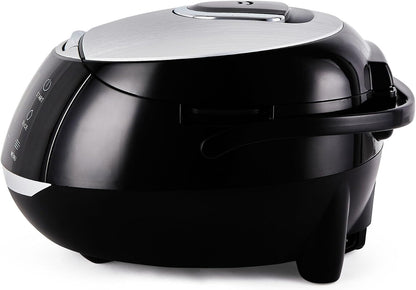 Sakura Rice Cooker with Ceramic Bowl and Advanced Fuzzy Logic (8 Cup, 1.5 Litre) 6 Rice Cook Functions, 6 Multicook Functions, Motouch LED Display, 120V Power (Black and Silver)2