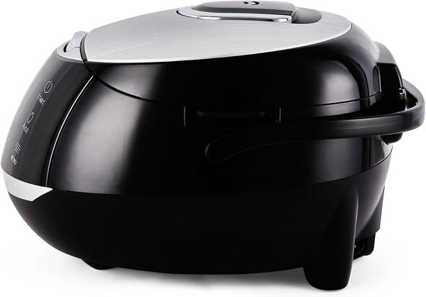 Sakura Rice Cooker with Ceramic Bowl and Advanced Fuzzy Logic (8 Cup, 1.5 Litre) 6 Rice Cook Functions, 6 Multicook Functions, Motouch LED Display, 120V Power (Black and Silver)2
