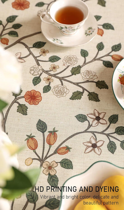 Vintage French Linen Square Small Tablecloth,55"X55"-Flora A5