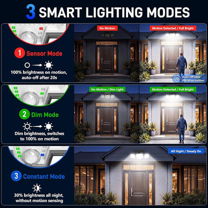 Solar Motion Sensor Lights Outdoor, 3000LM 282 Leds Security Lights, 2 Pack5