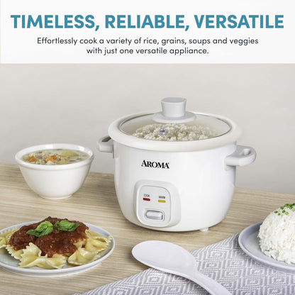Housewares 4-Cups (Cooked) / 1Qt. Rice & Grain Cooker (ARC-302NG), White4