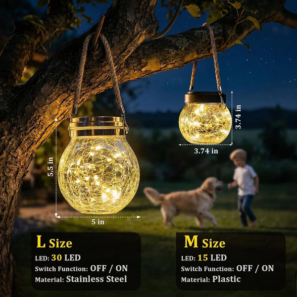 Solar Lantern, 2 Pack Outdoor Lanterns with 30 LED Waterproof Garden Decor Patio Solar Lights Outdoor Decorative Backyard Outdoor Hanging, Warm Light2