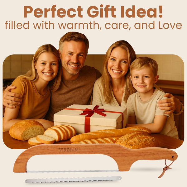 16" Premium Bread Slicer for Homemade Bread Knife for Homemade Bread Bow Sourdough Knife Starter Kit Bread Dough Tools Slicing Bagel Slicer Wooden Sandwich Cutter Handle Saw Breadly Razor Both Hand7