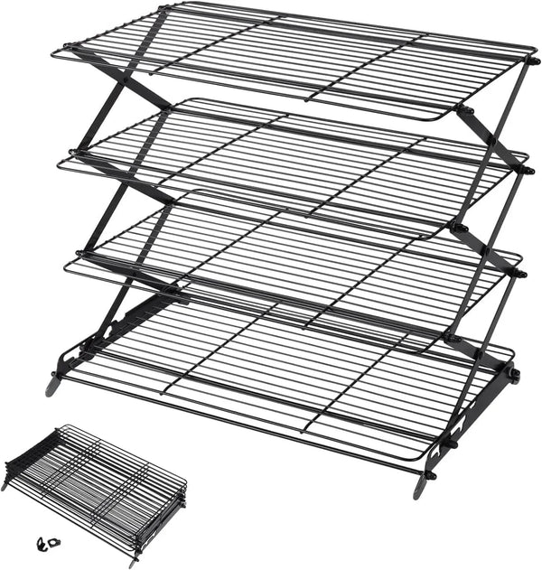 2/3/4-Tier Upgraded Collapsible Cooling Rack with Adjustable 3 Setting Design Stackable Roasting Cooking Drying Wire Cooling Rack for Cookies Baking Gifts for Women1