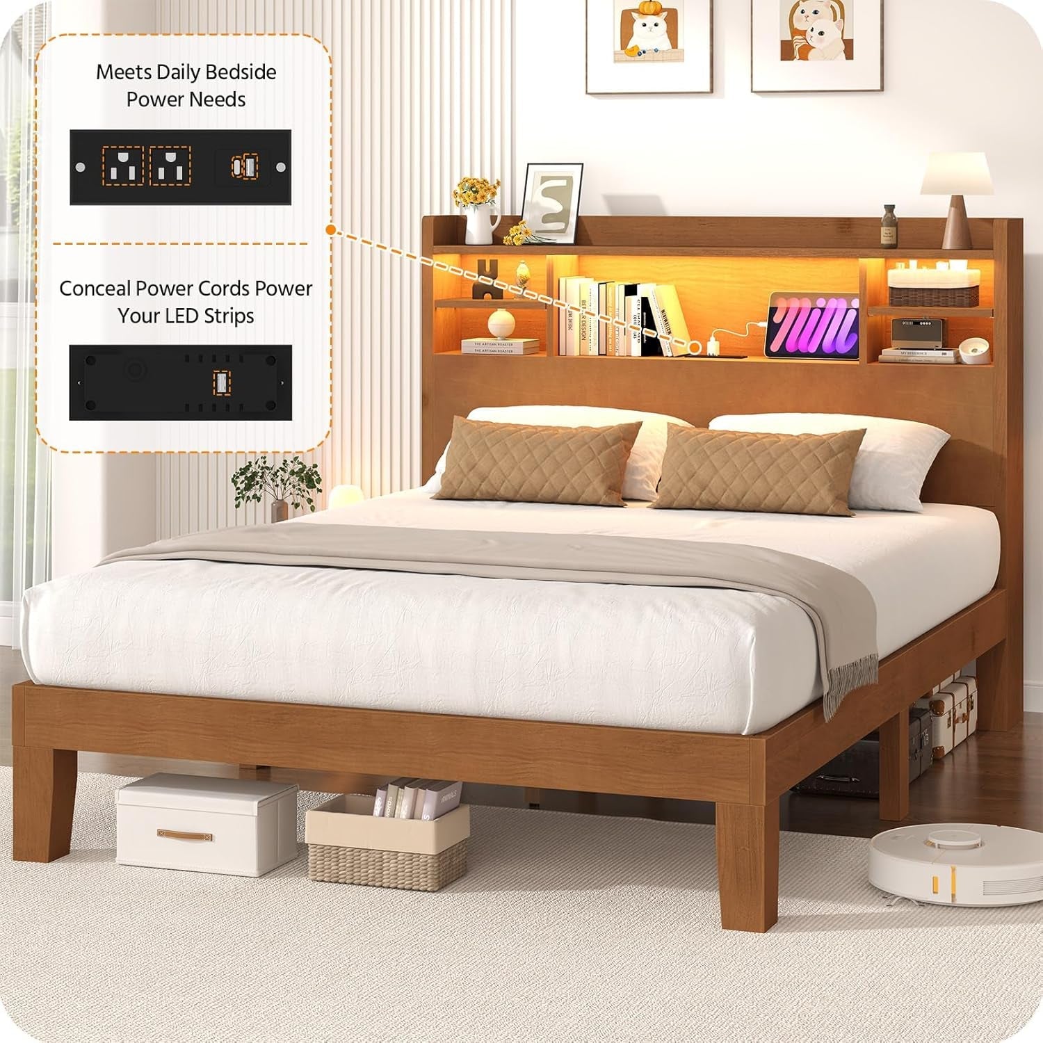 queen-size-solid-wood-platform-bed-frame-with-led-headboard-remote-app-control-dimmable-color-changing-lighting-solid-pine-oak-construction-no-box-spring-needed-natural-oak-finish