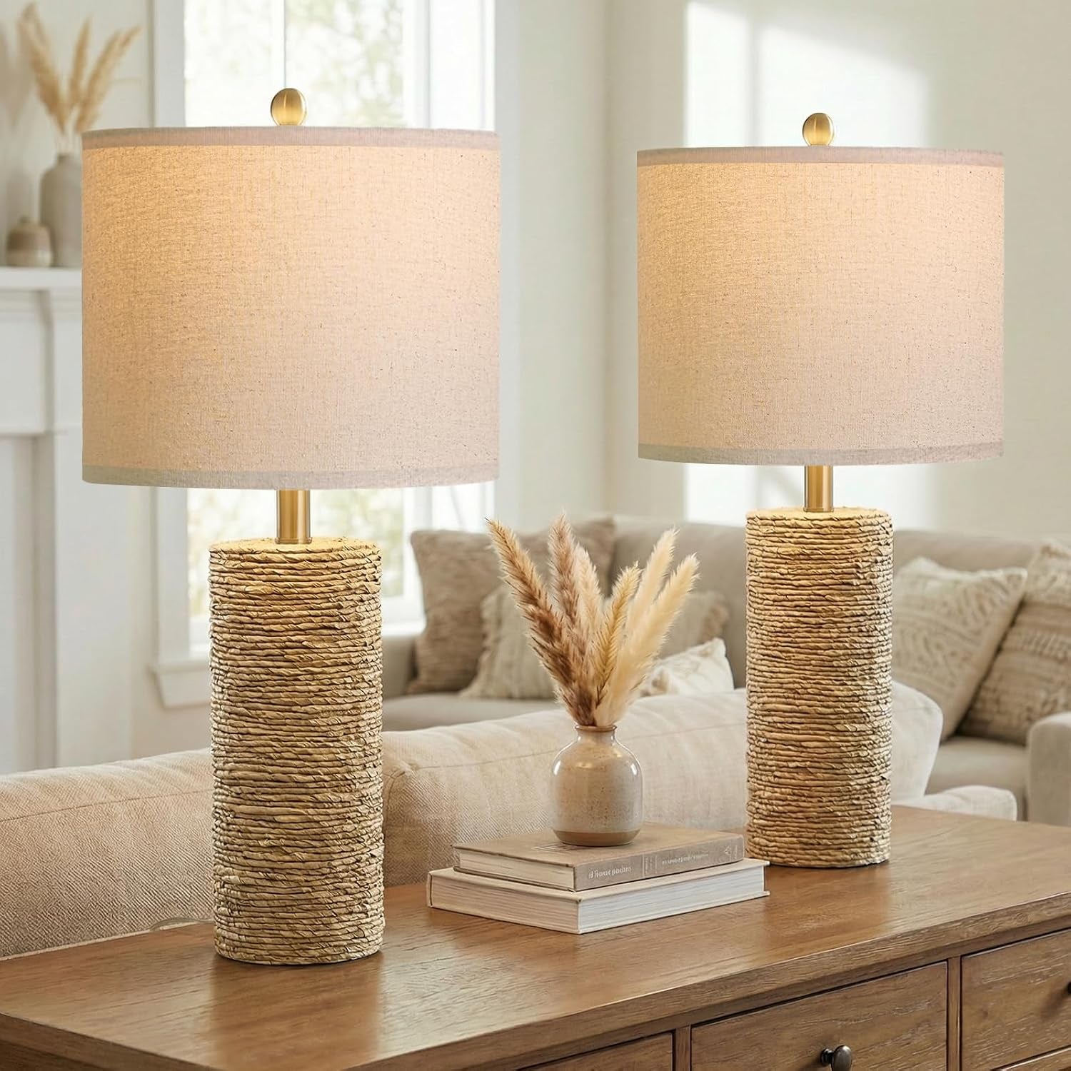 boho-lamps-set-of-2-25-5-coastal-farmhouse-bedside-lamps-resin-woven-rattan-look-nightstand-lamps-with-linen-shade-rotary-switch-for-bedroom-living-room-home-decor