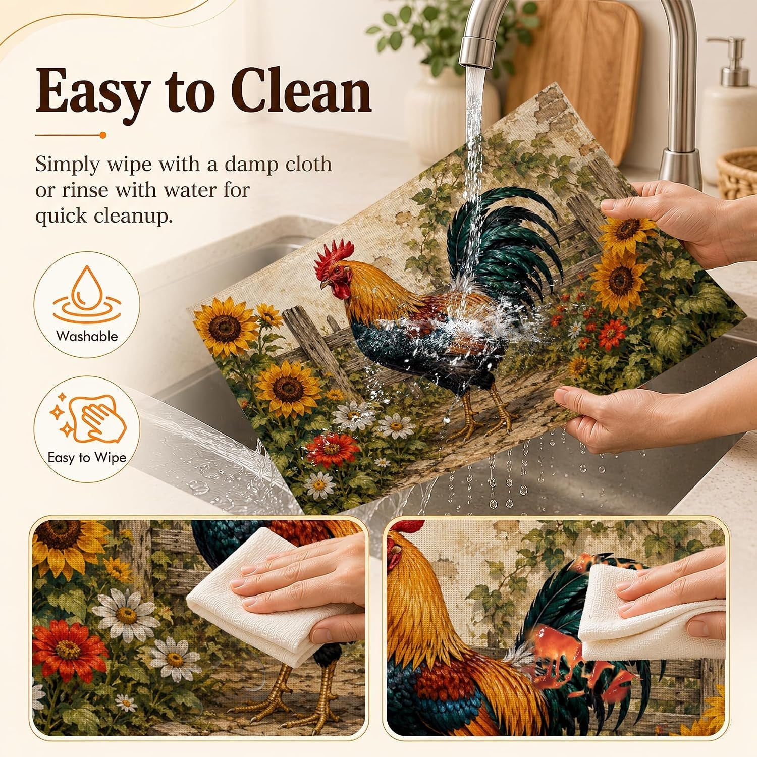 farmhouse-rooster-sunflower-garden-linen-table-mats-set-of-6-12-x-18-inch-washable-waterproof-placemats-stain-resistant-reusable-place-mats-for-dining-table-kitchen-home-kitchen-decor