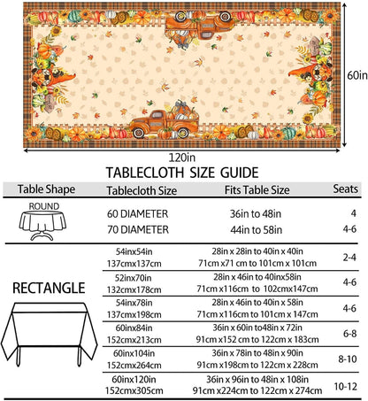 Fall Tablecloth Rectangle 60 X 120 Inche, Pumpkin Fall Table Cloth2