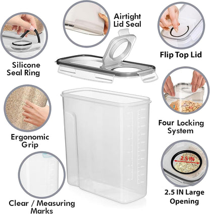 2 Pack (6.3L / 213OZ) EXTRA Large Airtight Food Storage Cereal Containers for Bulk Food Storage Bpa-Free Plastic Container, Pantry Organization and Canister for Rice, Pasta, Sugar & Flour4
