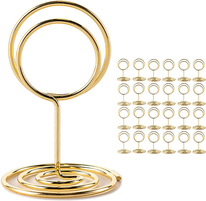 Table Number Holders, 26PCS Place Card Holder, Photo Holder (2" Gold) | Picture Holder, Cards Stand Name Menu Clips, Small Size Table Sign Card Holders for Centerpieces Wedding Birthday Party1