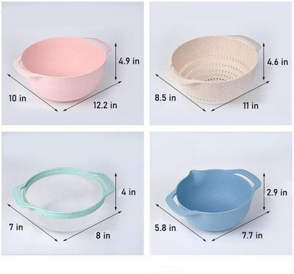 Mixing Bowls, Nesting Baking Bowls with Colander & Fine Mesh (Wheat-10Pcs)9