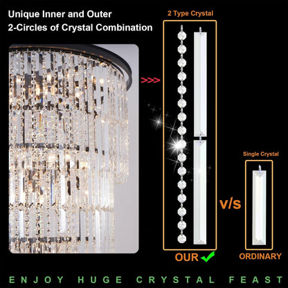 Large Black Chandelier Light Fixtures - 37 Lights, Modern Crystal Chandeliers for Hotel, Lobby, Foyer, Entrance Hall, Staircase2