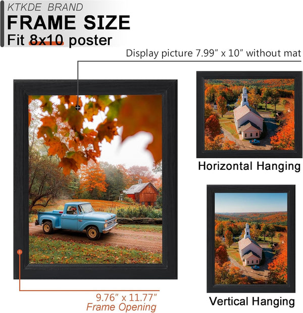 8X10 Picture Frame Set of 3, Wooden Frames Black, Vertical & Horizontal Wall Hanging for Wall or Tapletop Display,Studio Gallery Photo Frame for Photos, Posters & Art Prints4